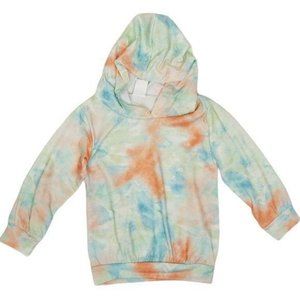 Green and Coral Lightweight Tie Dye Hoodie